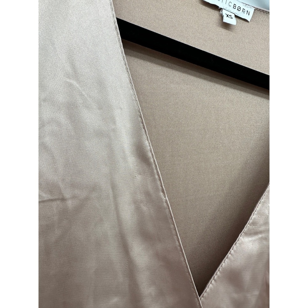 Baltic Born Champagne Krystal Satin Wrap Gown Size XS Wedding Bridal Event Gala - Picture 7 of 11